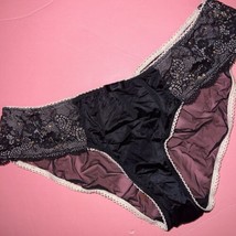 Victoria&#39;s Secret S,M Panty Black Beige Gold Floral lace Crystallized GO... - £52.06 GBP