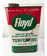 Vintage Floyd Turpentine Tin Can quart Andalusia Alabama advertising aut... - $836.30 MXN