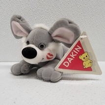 Vintage 1993 Dakin Kissmas Mousages Gray Mouse Stuffed Plush Toy 5&quot; - £16.97 GBP
