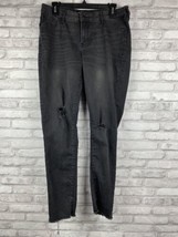 Old Navy Rockstar Size 10 Black Skinny Jeans Distressed Raw Hem Mid-Rise  - £12.73 GBP