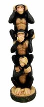 Stacked See Hear Speak No Evil Monkeys Three Wise Apes Of The Jungle Figurine 8&quot; - £17.66 GBP
