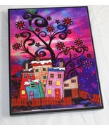 Ceramic Art Tile  &quot;Pink Sky&quot;  framed and ready to hang 6&quot;x8&quot; - £15.76 GBP