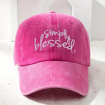 Simply Blessed Embroidery Baseball Cap Washed Distressed Solid Color Dad... - £10.11 GBP