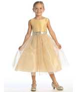 Gold Flower Girl Dress w/ shantung &amp; sparkle tulle with sequins - $87.81+