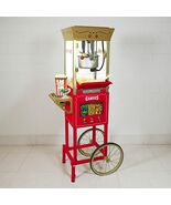Nostalgia Red Popcorn Cart with Candy Dispenser &amp; 8-Oz Kettle – Makes 32... - €232,11 EUR