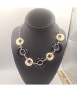 PREMIER DESIGNS Off White/ Black Circle Silver Tone Necklace - $13.50
