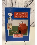 Snoopy Red Baron Piggy Bank Doghouse Peanuts Flying Ace With Lamp Pull I... - $21.95