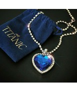New Titanic Heart Of The Ocean Necklace, Large Blue Sapphire Heart Neckl... - £18.90 GBP