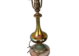 c1930 Steuben Gold Aurene Electric lamp with Ornate brass fittings - £928.37 GBP