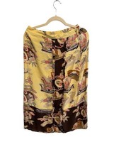 Citron Santa Monica Silk Straight Skirt Asian Crane Print Art To Wear Sz M - £40.61 GBP