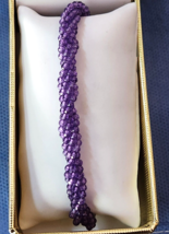 African Amethyst 5-Row Twisted Bolo Bracelet in Sterling 925--Adjustable - £13.54 GBP