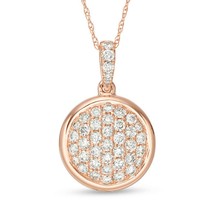 0.95 Ct Natural Moissanite 14K Rose Gold Plated Circle Pendant Necklace 18&quot; VDay - $94.37