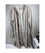 Soft Surroundings Tan White Hooded Open Front Soft Pocket Cardigan Sweat... - $450.03 MXN