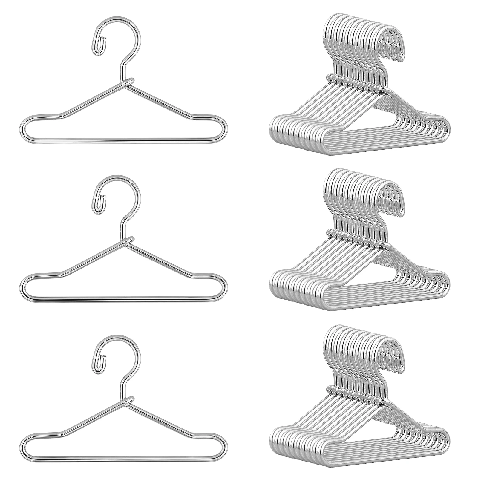 50pcs Mini Doll Clothes Hangers Metal Doll Dress Holders Doll House Accessories - £15.30 GBP
