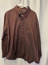 Van Heusen SKU 7617 Mens Brown Striped Long Sleeve Button Down Shirt Size XL - $12.19