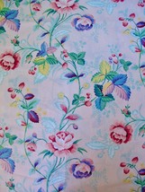 Jay Yang Polished Chintz Fabric 3 1/3 yd Pink Lavender Roses Berries Cotton 54&quot; - £25.19 GBP