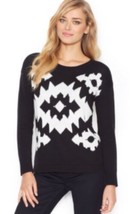 NWT Women&#39;s Kensie Black W/ White Geo Design Sweater Size Large - £21.42 GBP