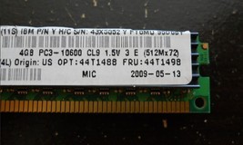 44T1498 IBM 4GB (1X4GB) 2RX4 PC3-10600R Vlp Mémoire Module 43X5052 44T14... - $65.00