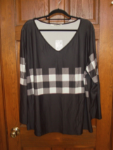 Sakurafina Black &amp; White Houndstooth Print Sleeves Tunic Top - Size 3XL - $24.74