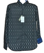 Robert Graham  Gray Black Geometric Cotton Men&#39;s Shirt Size XL - £55.18 GBP