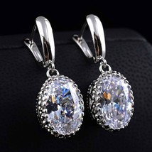5.00 CT Oval Cut Simulated Diamonds 14K White Gold Plated Drop-Dangle Earrings - £56.18 GBP