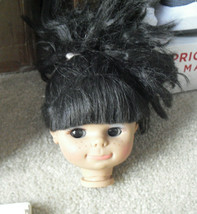 Vintage Vinyl Black Girl Hair Sleepy Eyes Doll Head  4 3/4&quot; Tall - £14.24 GBP