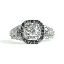 Authenticity Guarantee 
Black White Diamond Cushion Halo Engagement Ring 14K ... - £1,834.52 GBP
