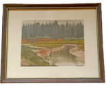 Northwest Artista Jerry Becker Autumn Landscape Scena Acquarello Pittura... - $45.48
