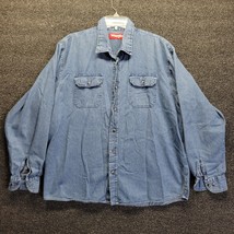 Wrangler Authentic Blue Denim Jean Button-Down Shirt Size XL - £13.74 GBP