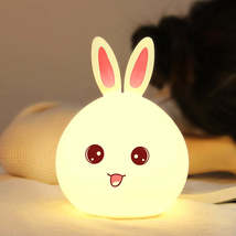 Cute Night Light Animal Rabbit Night lamps Touch Sensor Silicone LED Colorful Li - £45.50 GBP+