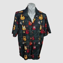 Paragon Mens Shirt SIze L Short Sleeve Guitar Music Notes Camp Style - $29.64