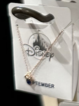 Disney Parks Minnie Mouse Faux Sapphire September Birthstone Necklace Gold Color