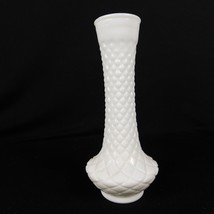 VTG 9&quot; Milk Glass Genie Bottle Bud Flower Vase Diamond Pattern - $13.54 CAD
