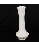 VTG 9&quot; Milk Glass Genie Bottle Bud Flower Vase Diamond Pattern - $13.54 CAD