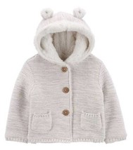 Girls Coat Baby Carters Hooded Sherpa Lined Button Up Sweater Toddler- 12 months - £18.96 GBP