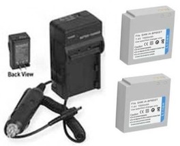 Two 2 Batteries + Charger For Samsung HMX-H104 HMX-H104BN HMX-H104BP HMX-H105BN - £35.20 GBP