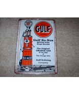 New &quot;No-Nox Gulf Gasoline&quot; Tin Metal Sign Simulated Patina - £23.59 GBP