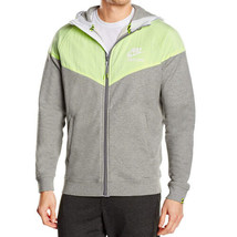 Nike Mens Track And Field Woven Full Zip Hooded Jacket,Grey/Neon Yellow,... - $142.56