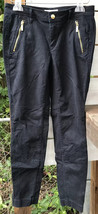 Michael Kors Jr. Wm. Sz. 4 Black Skinny Stretch Pants Gold Zipper Ankles Pkts - £15.65 GBP