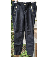 Michael Kors Jr. Wm. Sz. 4 Black Skinny Stretch Pants Gold Zipper Ankles... - $26.77 CAD