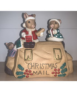 Vintage Porcelain &quot;Christmas Card Holder” Mail Bag and Christmas Mice #1... - £15.65 GBP