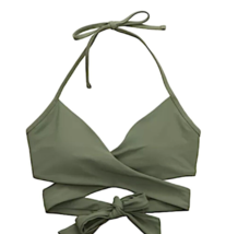 American Eagle Aerie Women&#39;s Olive Wrap Tie Padded Bikini Top Size Medium - £11.79 GBP
