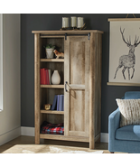 Storage Bookcase Cabinet Weathered Finish Bookshelf Display Shelf Organi... - $251.70