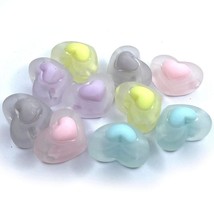 15pcs Pastel Transparent Heart Acrylic Beads 17mm - $6.16