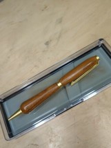 Hand Turned Slimline Twist Pen Satin Gold Finish White Oak Body - £11.37 GBP
