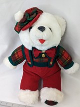 Christmas White Bear Plush 12 Inch Velvet Clothes Tb Trading Stuffed Animal Toy - $12.95