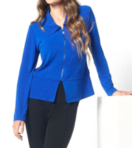TRUTH + STYLE CROPPED MATTE Jersey Zip Front Jacket- COBALT, XL - £23.67 GBP