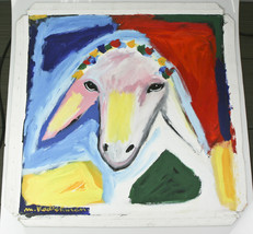 &quot;UNTITLED #3&quot; (Sheep) By Menashe Kadishman Signed Original Oil on Canvas 24&quot;x24&quot; - £4,494.50 GBP