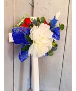 Memorial Day Cemetery Cross: Red, White, and Blue Grave Decoration - $25.00