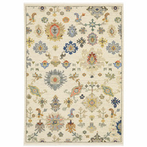6' X 9' Ivory Beige Gold Grey Blue Pink Red Rust And Green Oriental Power Loom S - $719.49